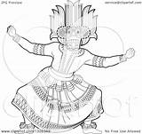 Traditional Dancer Sinhala Clipart Devil Horned Illustration Mask Royalty Vector Lal Perera sketch template
