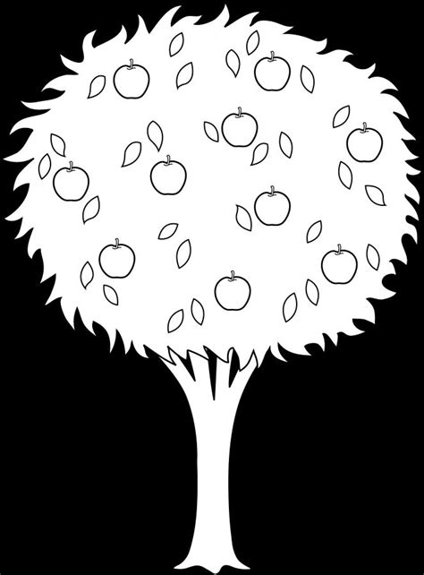 colorable apple tree  fruits coloring sheet tree coloring page