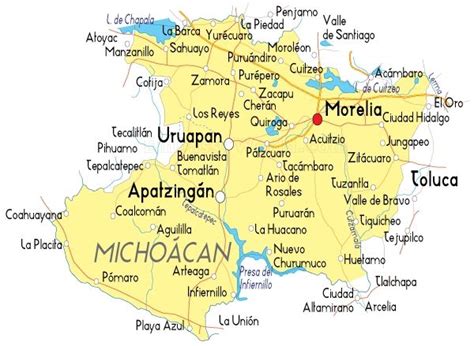 mapa de michoacan ideas  pinterest mapa de mexico