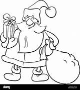 Santa Cartoon Claus Christmas Coloring Presents Illustration Character Book Alamy sketch template