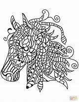 Zentangle Coloring Horse Pages Head sketch template