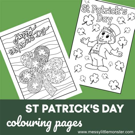 st patricks day colouring pages messy  monster