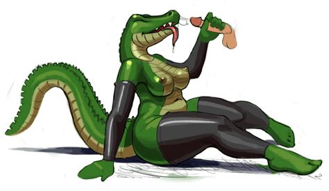 rule 34 alligator anthro balls breasts chubby closed eyes crocodile cum cum in mouth cum