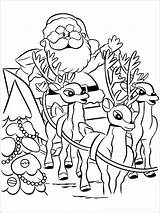 Rudolph Coloring Pages Reindeer Santa Christmas Red Nosed Rudolf Printable Coloriage Book Kids Sleigh Holiday Sheets Color Adult Clause Info sketch template