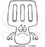 Spatula Cartoon Depressed Mascot Clipart Thoman Cory Outlined Coloring Vector 2021 sketch template