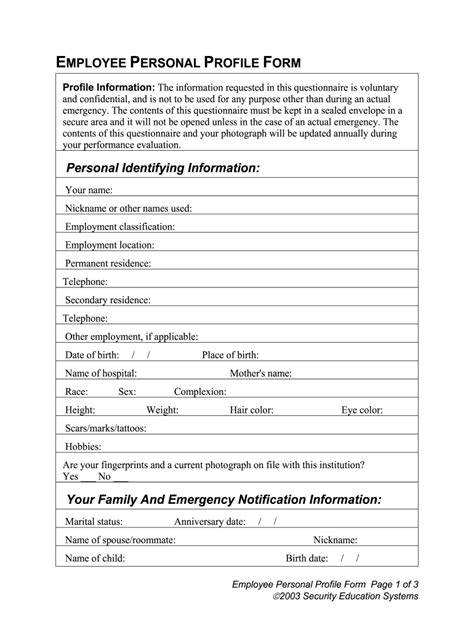 Personal Profile Format Fill Out And Sign Printable Pdf Template