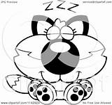 Fox Coloring Clipart Cartoon Napping Cute Outlined Vector Cory Thoman Royalty sketch template