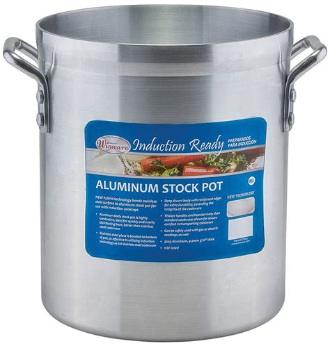 winco axsi   qt induction ready aluminum stock pot  stainless