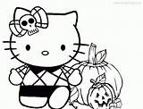 Halloween Kitty Hello Coloring Pages Spooky Cat Scary Kids Printable Bow Cutouts Cliparts Outline Colouring Color Clipart Print Cute Sanrio sketch template