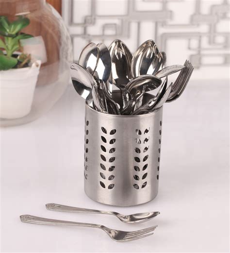buy silver stainless steel cutlery holder  cutlery  dynore