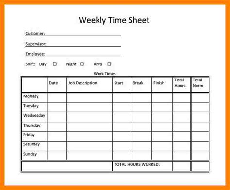 printable weekly timesheets template business psd excel word
