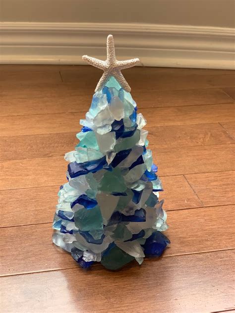 Sea Glass 9 Inch Christmas Tree In Green Blue And White Etsy