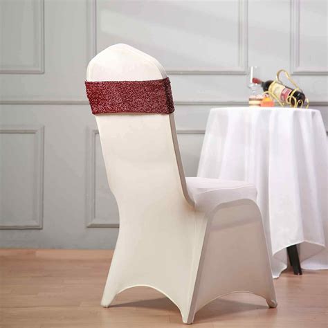 buy  pack burgundy metallic shiny glittered spandex chair sashes  tablecloth factory