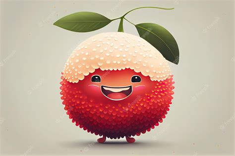 premium photo cute lychee cartoon character smiling