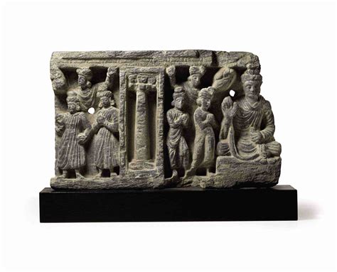 a gray schist relief of buddha gandhara 2nd 3rd century