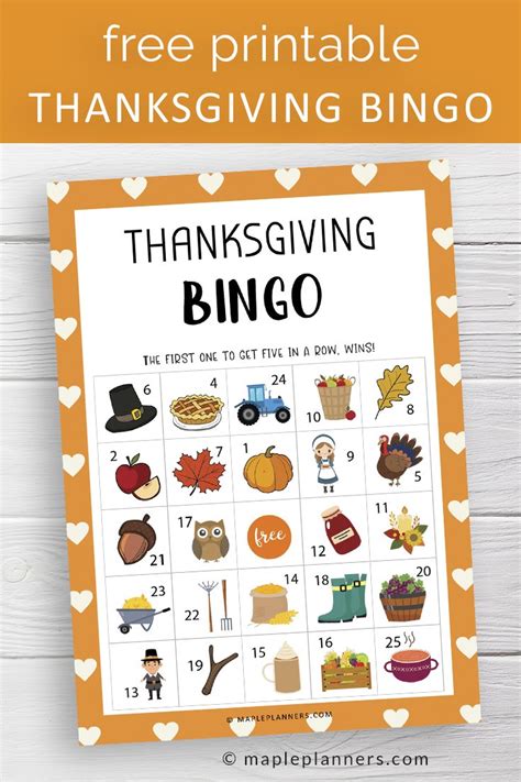 thanksgiving bingo printable fun activities  kids