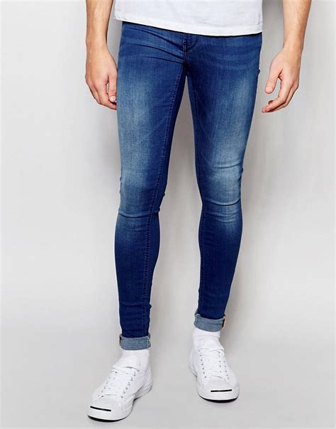 blend flurry extreme super skinny jeans in mid blue at