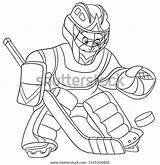 Hockey Coloring Cartoon Book Colouring Goalkeeper Vector Professions Childish Activity Kids People sketch template