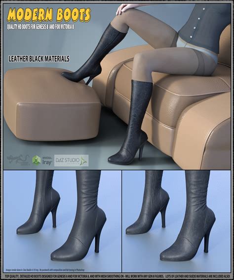 modern boots for genesis 8 and for victoria 8 3d figure
