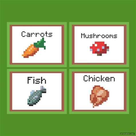 printable play food minecraft food labels