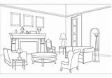 Room Living Drawing Coloring Clipart Colouring Pages Sketch Printable House Cliparts Dining Rooms Clip Interior Table Choose Board Drawings Activity sketch template
