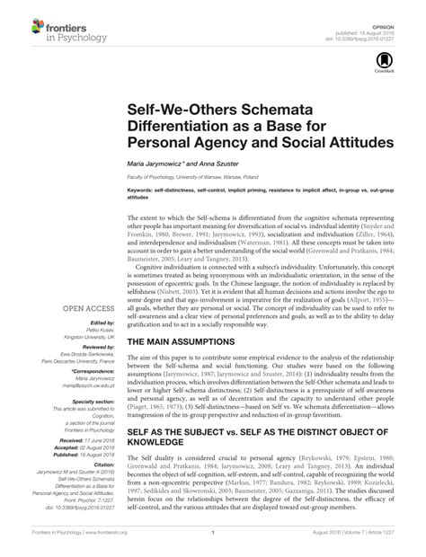 schemata differentiation   base  personal agency  social attitudes