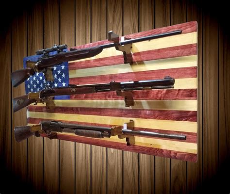 american flag patriotic gun rack pistol hangers  place aspen wood wall mount rifle shotgun