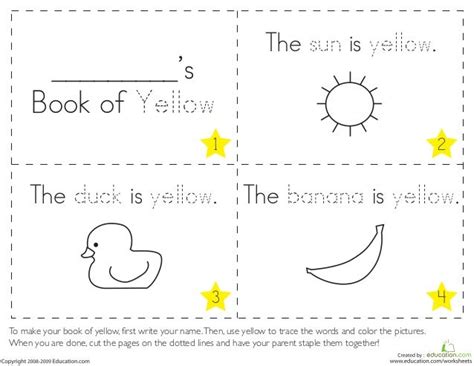 colors book  yellow preschool kindergarten