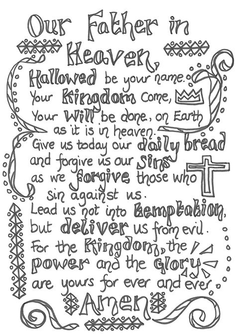 lord  prayer fill   blank coloring page kid  church coloring