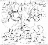 Tree Dog Coloring Outline Barking Clipart Squirrel Illustration Royalty Bannykh Alex Rf 2021 sketch template