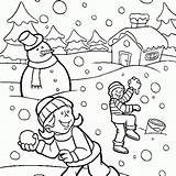 Winter Coloring Clipart Season Snow Drawing Snowy Kids Pages Sketch Easy Sign Play Drawings Color Collection Children Calendar Playing Printable sketch template