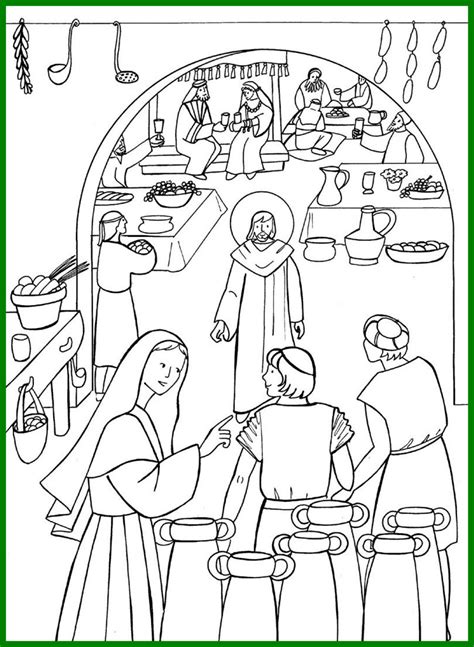 jesus turns water  wine coloring page  getcoloringscom