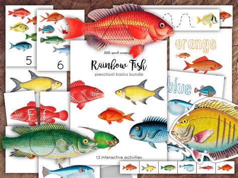 rainbow fish preschool basics bundle homeschool printable etsy