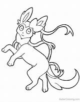 Sylveon Coloring Pages Kids Printable Print sketch template