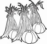 Corn Coloring Stalks Pumpkins Printable Stalk Clipart Fall Hay Pages Cartoon Pumpkin Color Mums Sheets Kids Gourds Library Cliparts Print sketch template