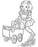 Coloring Sister Pages Big Printable Vintage Girl Colouring Book Books Baby Sisters Doll Color Carriage Kids Adult Sheets Cache Cute sketch template