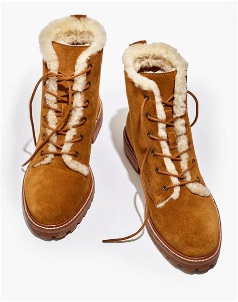 the clair lace up boot in shearling lined suede boots womens boots