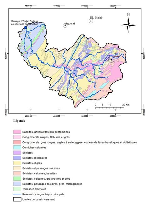 carte geologique du bassin versant de loued beht en amont du barrage  scientific