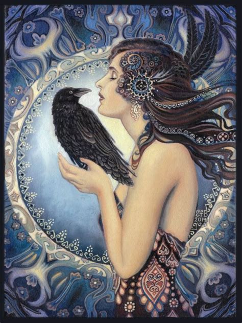 Raven Goddess 8x10 Print Pagan Mythology Celtic Witch Art Etsy
