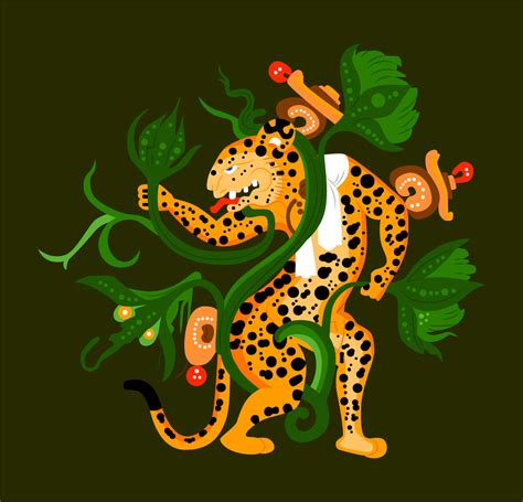 mayan jaguar playing   waterlily redrawn  wwwhis flickr
