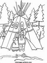 Native American Coloring Pages Teepee Colouring Kids Indiens Coloriage Indian Indien Crafts Coloriages Printable Table Imprimer Chumash Kid Thanksgiving Indians sketch template