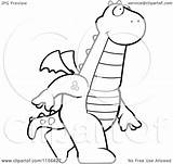 Upright Walking Dragon Clipart Cartoon Outlined Coloring Vector Thoman Cory Royalty sketch template