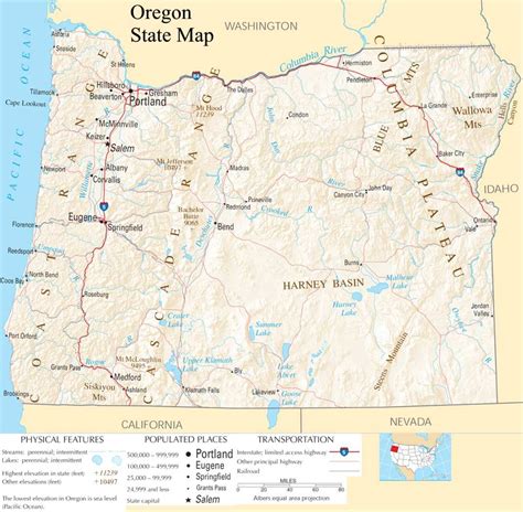 oregon state map  large detailed map  oregon state usa