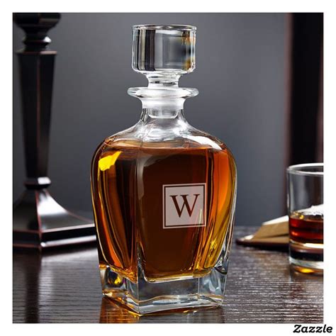 engraved block monogram 28 oz whiskey decanter zazzle