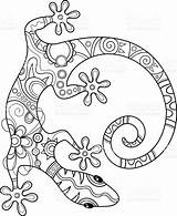 Lizard Mandala Mandalas Coloriage Lagartija Patterned Imprimer Lucertola Colorier Dessin Gecko Istockphoto Facile Decorativa Vettore Tribale Alebrijes Lézard Ivonn111e Zentangle sketch template