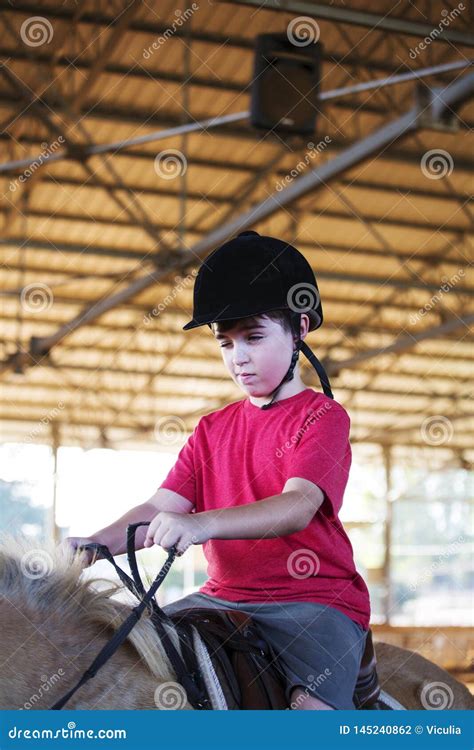 boy riding  horse  lessons  horseback riding stock