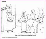 Coloring Joseph Inn Mary Keeper Biblewise Kids Bethlehem Pages Crafts Korner School Christmas Sunday Christian Worksheets Jesus sketch template