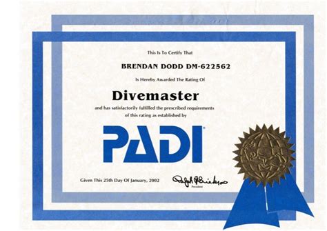 padi divemaster certification