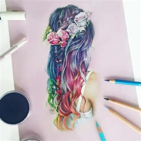 Rainbow Hair Drawing How To Draw Hair Rainbow Drawing