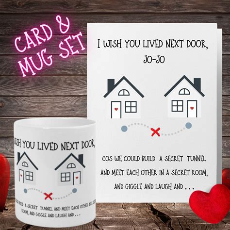 personalised i wish you lived next door card custom printed by dizzy